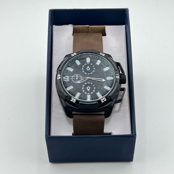 Signum Suisse Men’s Brown Faux Leather Chrono Analog Watch - Picture 2 of 7